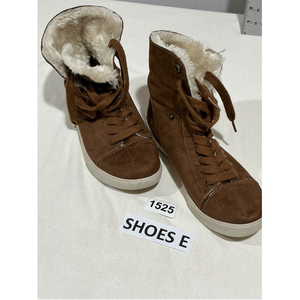 Womans Brash Ankle Boots Sherling Style Brown Fur Lined Size 8